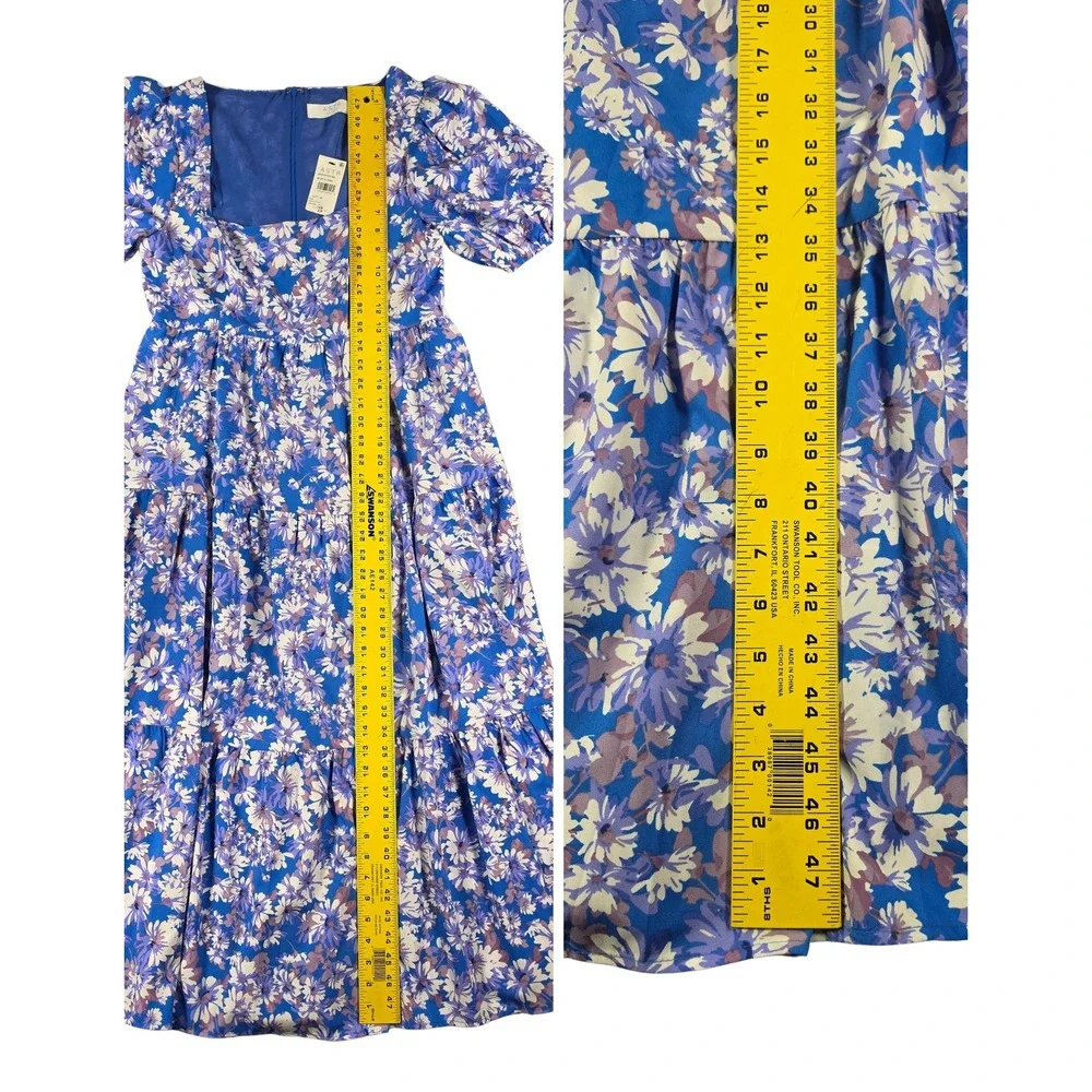 NWT Floral Puff Sleeve Flowy silhouette Midi Colorful Dress Women M ASTR - Picture 7 of 9